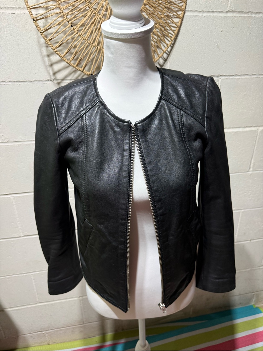 Madewell Black Leather Zip Jacket